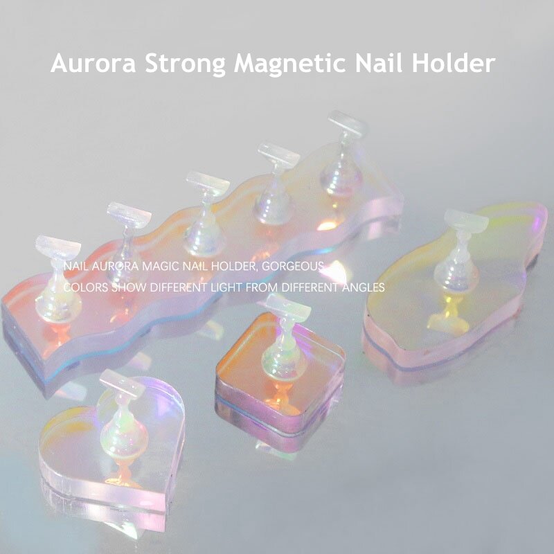 Aurora False Nail Tips Practice Training Stand Holder Base acrilico Nail Art Polish Display strumenti per Manicure forte magnetico