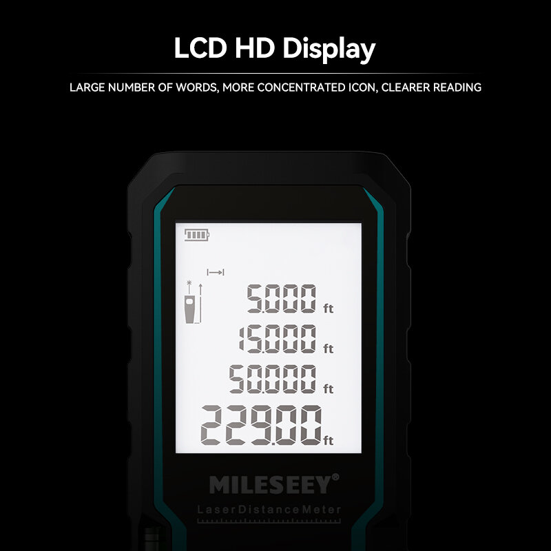 Mileseey-Medidor de distancia láser S6, telémetro con burbuja de nivel, pantalla LCD con retroiluminación, herramientas de medida para el hogar, 40m/120m