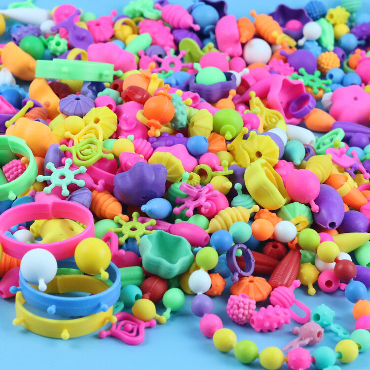 Kreatif DIY Buatan Tangan Pop Manik Mainan Set Aksesori Anak Perempuan Perhiasan Kalung & Gelang Kerajinan Mainan Pendidikan Anak Hadiah Ulang Tahun