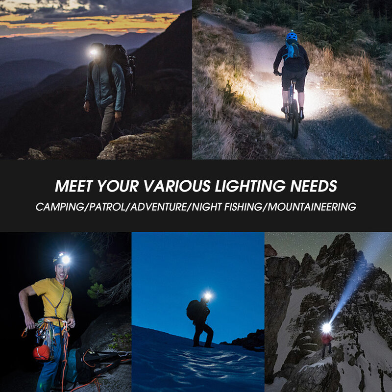 COB LED كشافات 3 طرق الإضاءة مقاوم للماء المصباح في الهواء الطلق التخييم رئيس مصباح صغير رئيس ضوء للمشي في حالات الطوارئ الصيد