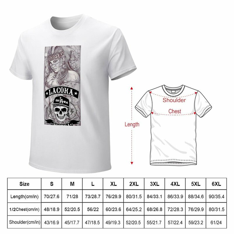 La Coka Nostra 아즈텍 디자인 티셔츠, 오버사이즈 빈티지 의류, 일반 헤비웨이트 티셔츠, 남성용