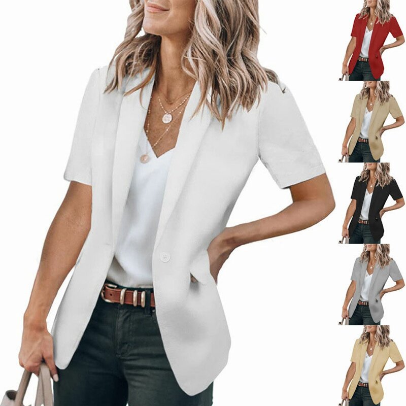 Women's Fashion Loose Small Suit Short Sleeve Jacket for Women