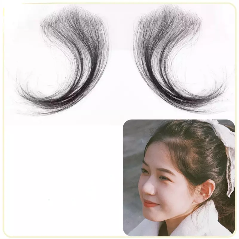 Human hair forehead hairline patch can trim ultra thin natural invisible and scarless lanugo hair bangs