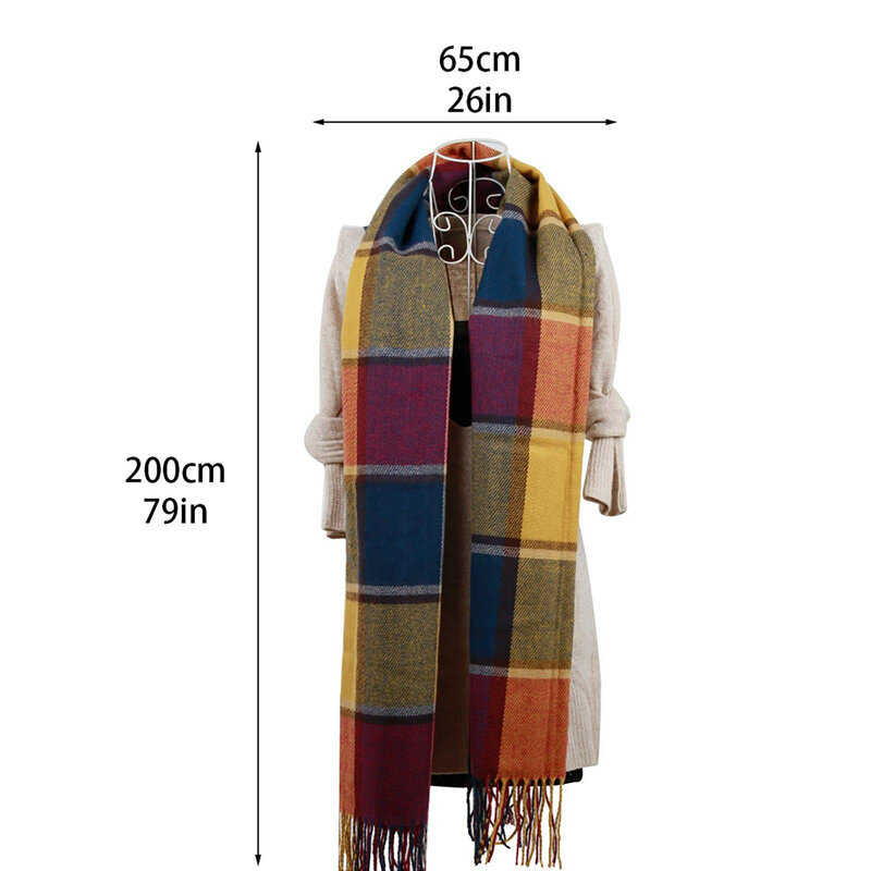 Conjunto de bufanda de punto a cuadros para mujer, Hijab grueso y cálido, accesorios únicos, 2023 도리 리
