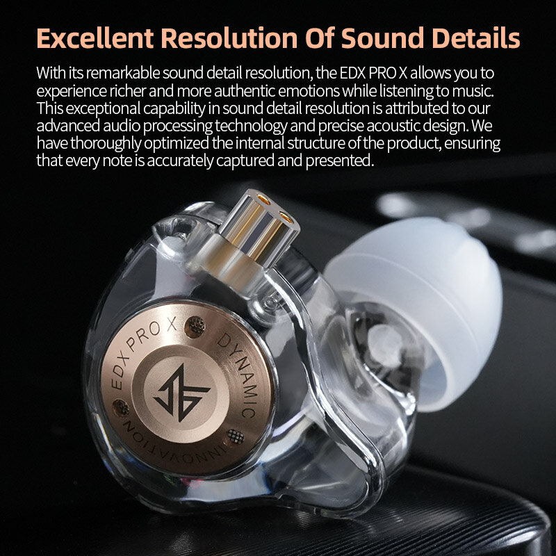 Słuchawki douszne KZ EDX PRO X IEM dynamiczna głęboki bas HiFi Sound douszne sportowe słuchawki muzyczne z odłączany kabel