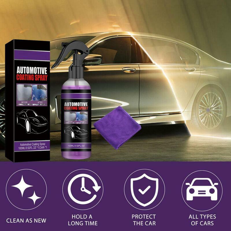 Spray agent de revêtement céramique, 100ml, revêtement rapide, pour voiture, lavage sans eau, couche hydrophobe