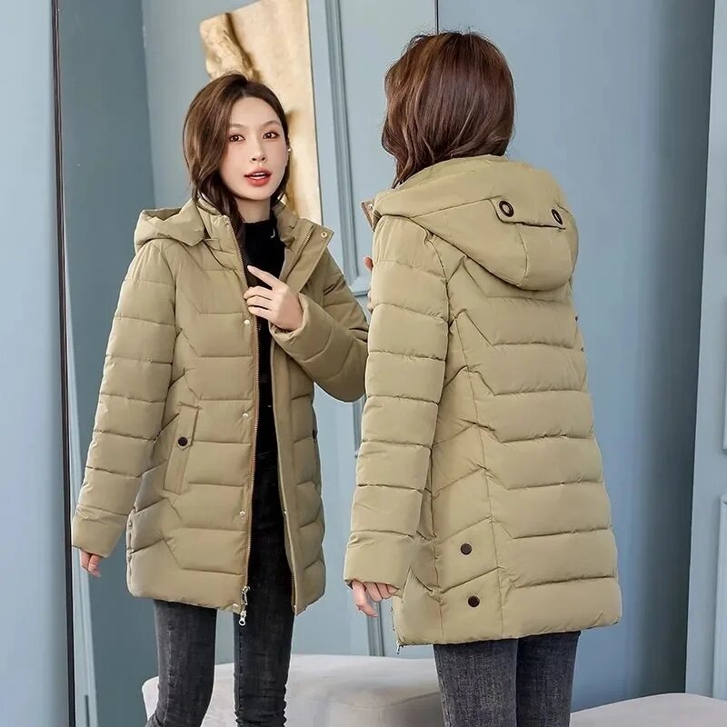 Новинка 2023, зимняя куртка с капюшоном, женские корейские парки, свободные пуховые пальто из хлопка, Женская Повседневная Толстая теплая ветрозащитная верхняя одежда