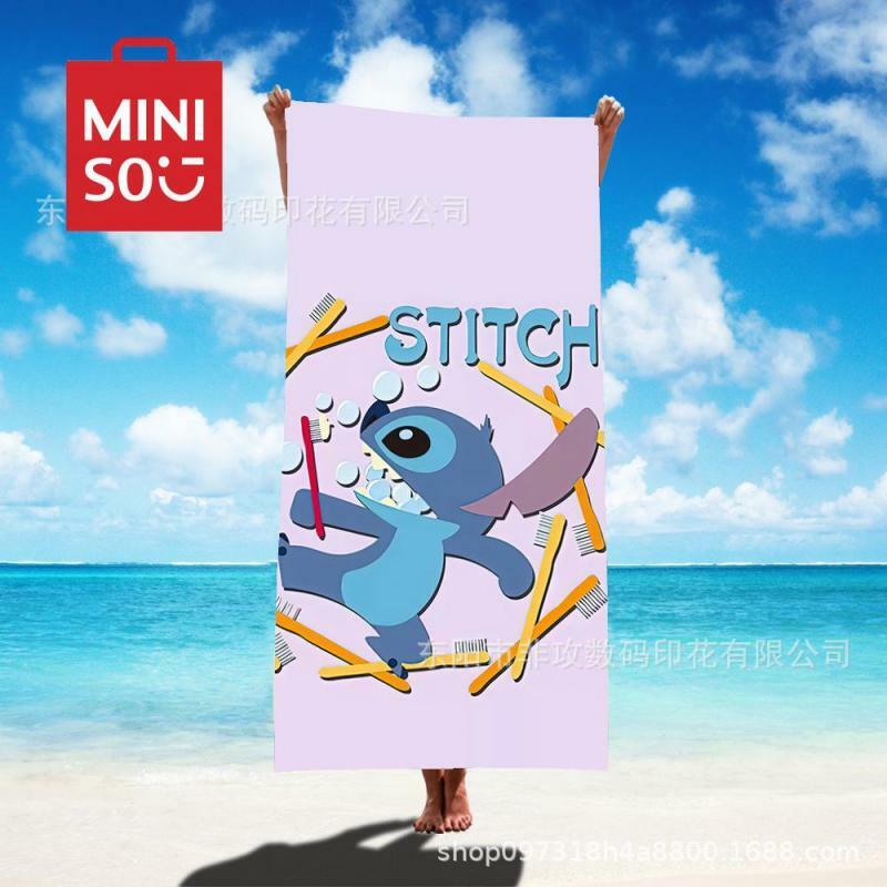 Toalla de playa de Stitch para niños, Toalla de baño estampada, miniiso Kawaii, personaje de Anime, suave y absorbente, secado rápido, novedad de 2024