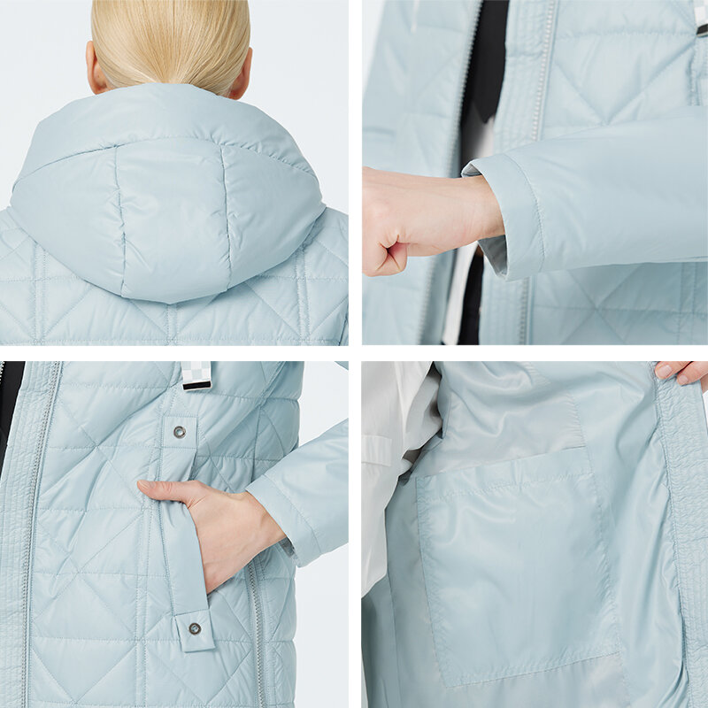 ICEbear-Parka acolchoada solta de comprimento médio para mulheres, jaqueta leve de algodão acolchoada, casaco feminino elegante, outono, novo, GWC3651I, 2023