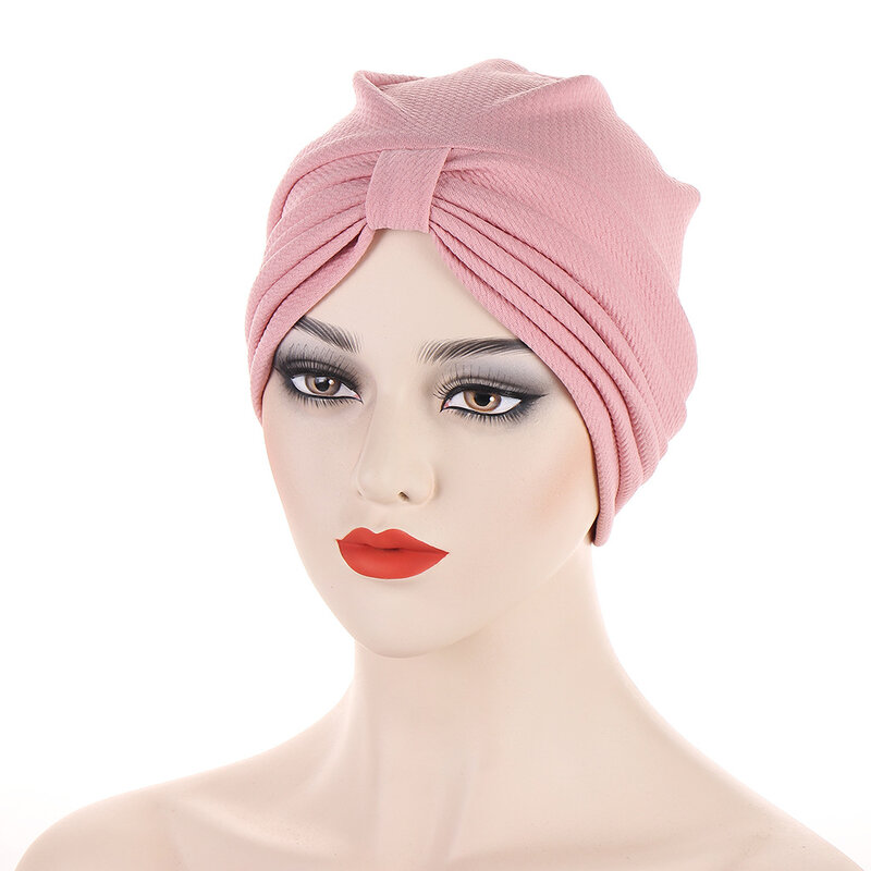 Muzułmańskie wiązane Turban Bonnet dla kobiety Solid Color czapki hidżab Arab Wrap hidżab Femme islamska chusta na głowę kapelusz chusta na głowę