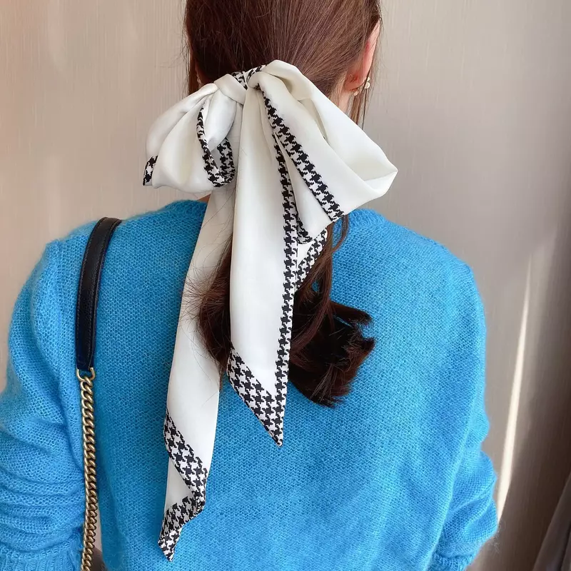 Pañuelo largo con cintas para el pelo para mujer, bandanas de moda, diadema estampada, bufandas bonitas para bolso, 13x150cm