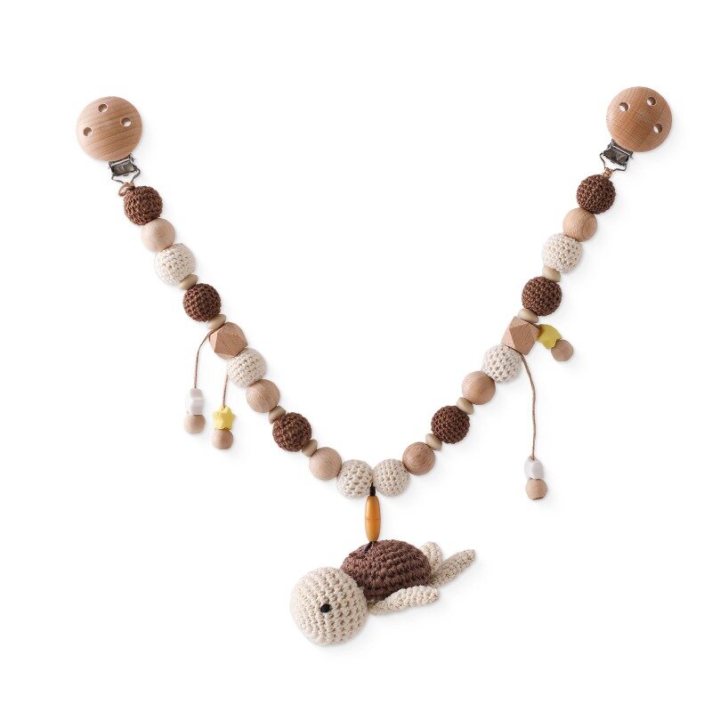 Let's Make Baby Wooden Gym Stroller Bunny Hanging Pendant Toy Crochet Animal Pendant Bead Bracelet Infant Crib Mobile Rattle Toy