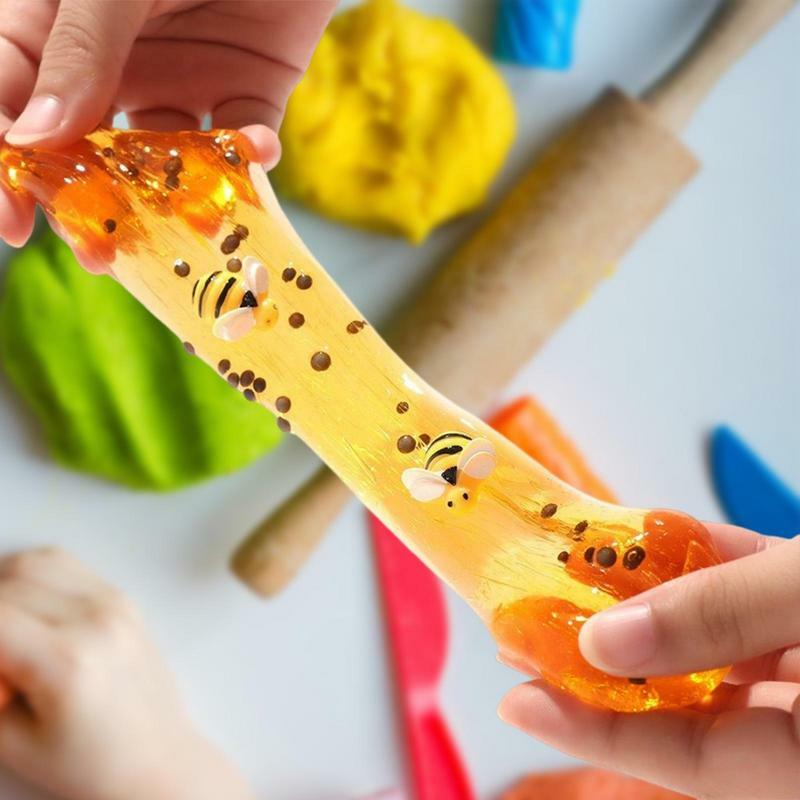 Slime Fidget Toys para Crianças e Adultos, Brinquedo Playdough DIY, Gadgets Honey Bee, Alívio do Estresse, Argila de Cristal, 60ml