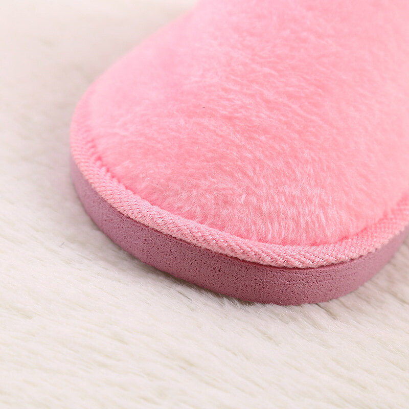 Sandal dalam ruangan anti selip, sandal sepatu ukuran 40-41 Pink, sandal dalam ruangan anti selip, busa Solid, lembut, hangat, musim dingin, Unisex