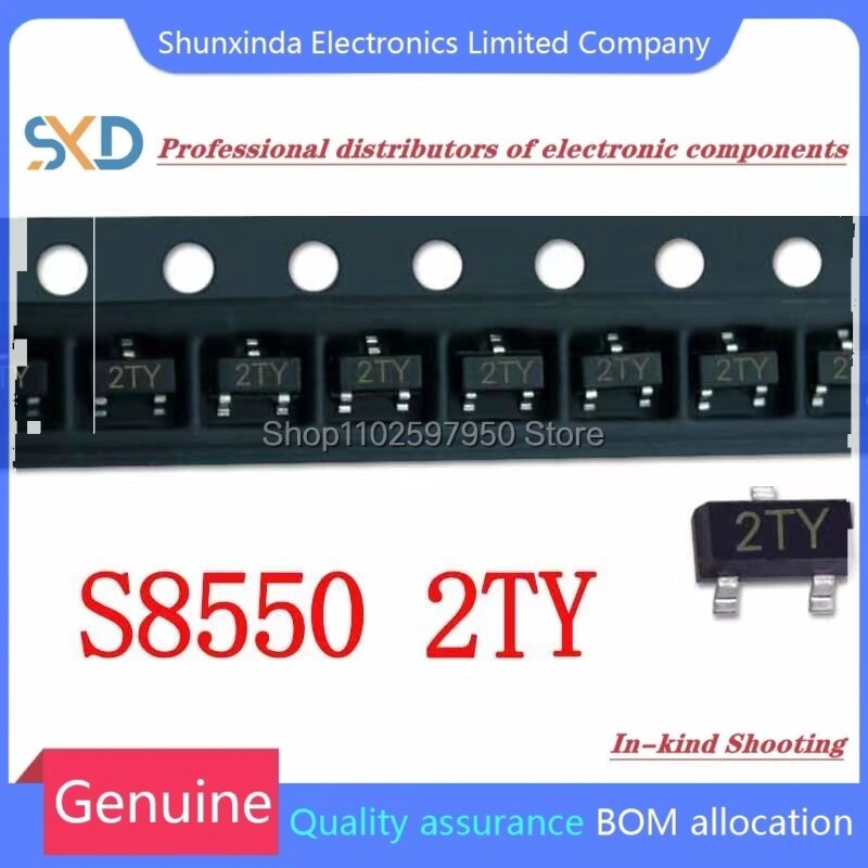 Transistor SOT-23 SMD, S8050, S8550, SS8050, SS8550, SOT23, J3Y, 2TY, Y1, Y2, 100 unids/lote