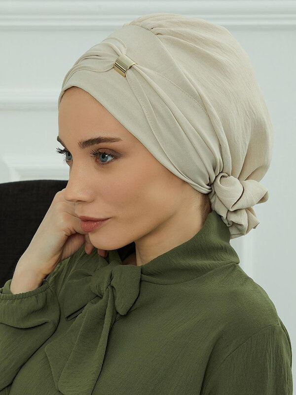 무슬림 솔리드 인스턴트 터번 모자, 히잡 여성 모자, 이슬람 반다나, 보넷 패션