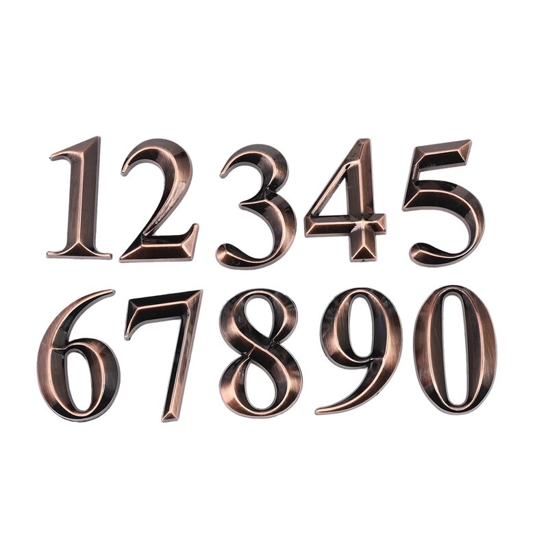 10Pc Gate Digits 0 To 9 Number Tag Numeral Door Plaque House Drawer Sign Plating Hotel Home Sticker Address Door Label