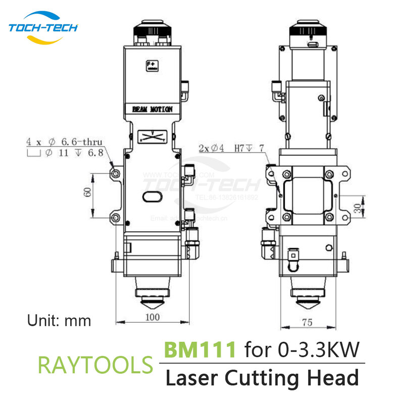 Raytools BM111สำหรับ0-3.3kw F125โลหะ qbh/150/200มม. เลนส์โฟกัสอัตโนมัติหัวตัดเลเซอร์ไฟเบอร์ต่ำ