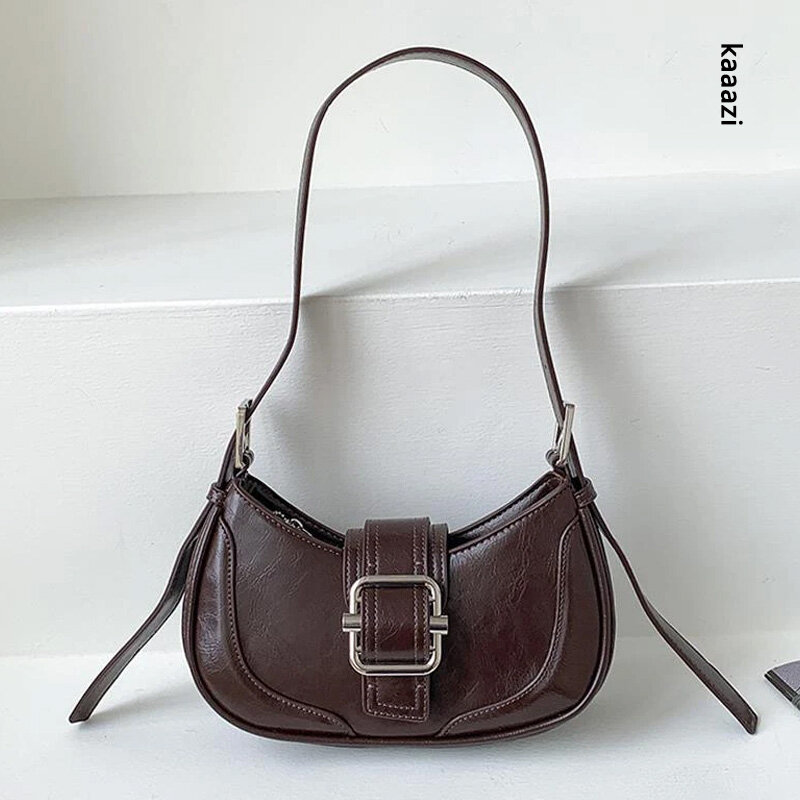 Vintage Handbags For Women Half-moon Leather Hasp Shoulder Crossbody Bag Luxury Designer Ladies Underarm Bags Hobo 2023 Fashion