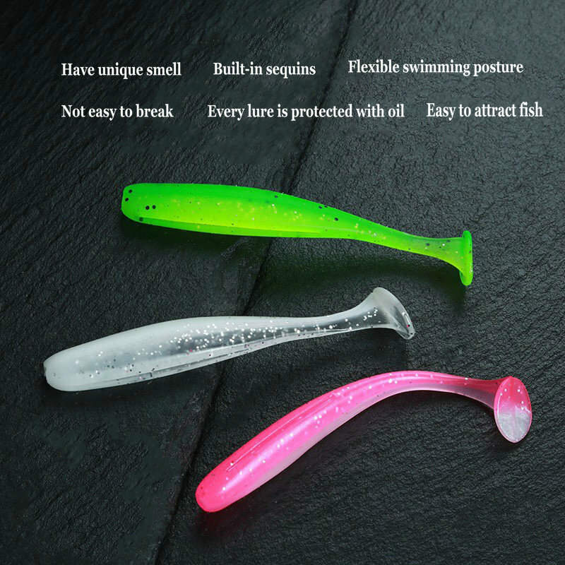 25pcs/box Soft Lures 6 7.5 8.5cm Silicone Wobbler Bait Shiny Smell Worm Swimbait Artificial YUQIAO Lures Bass Perch Fishing