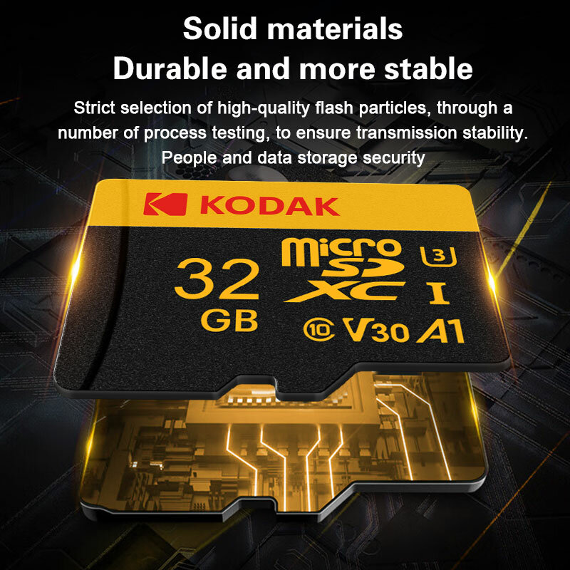 Kodak kartu memori SD mikro asli, kartu memori SD mikro 32GB hingga 100% MB/s, kartu SD/TF asli pada ponsel Tablet kamera 100
