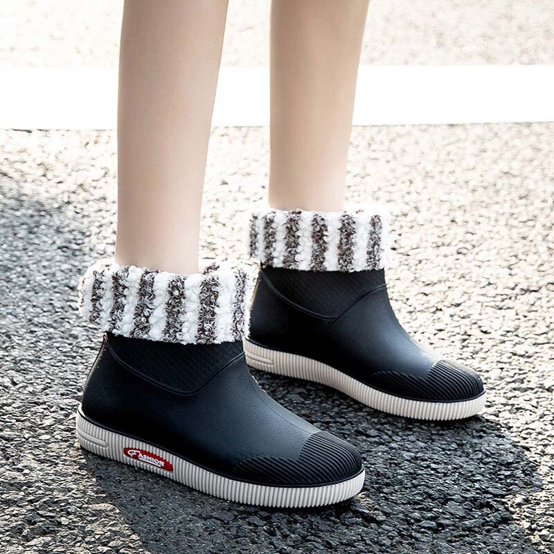女性のための完全なゴム製ブーツ,足首までのゴムの保護靴,防水,庭の安全