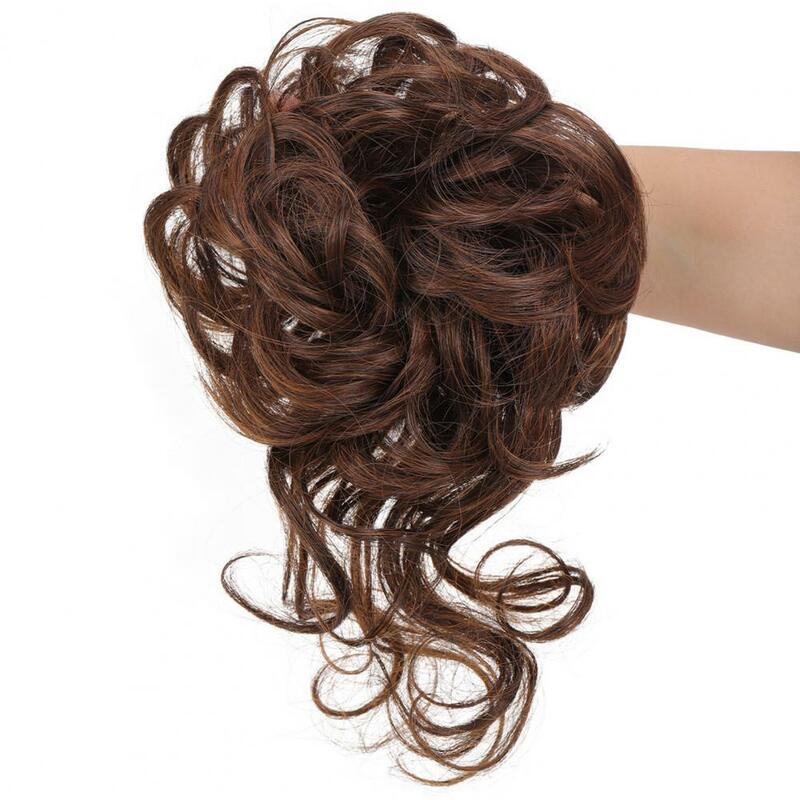 Hair Wig High-Resilience Elastic Band Easy Care Anti-slip Breathable Dress Up Natural Look Heat-friendly Chignon Wig for Party