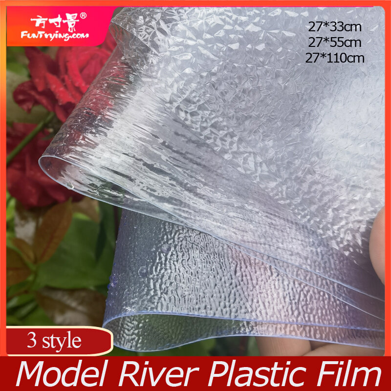 Transparente PVC Folha Modelo, Papel Padrão Superfície Água para Model River Making, Bendable Decorado Lagos Cena, Diorama ao ar livre