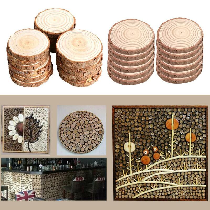 Rebanadas de madera sin terminar, discos redondos de pino Natural, decoración artesanal