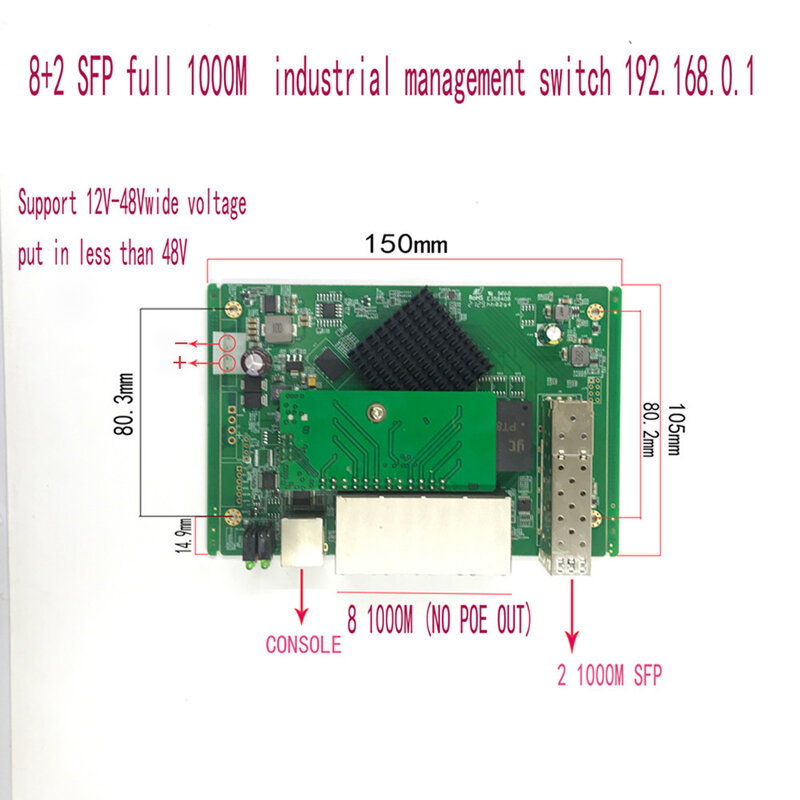 Ip Management 8-Poort 10/100/1000Mbps Industrie Poe Ethernet Switch Module Beheerde Switch Module Met 2 Gigabit Sfp Schakelaar