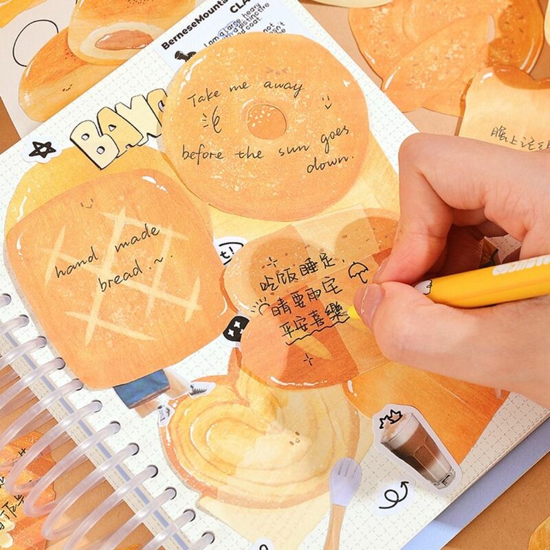 Bread Toast Shape Sticky Notes, Auto Sticky Post Memos, Memo Note Paper, Marcadores de papel, Bandeiras, Adhesive Index Sticky Notes