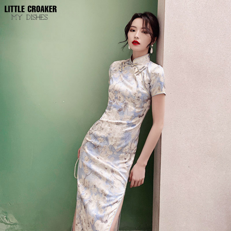 Chiński styl stary szanghaj Cheongsam prosty i elegancki Retro Temperament młody wiosna ulepszony wysokiej klasy sukienka w stylu Qipao