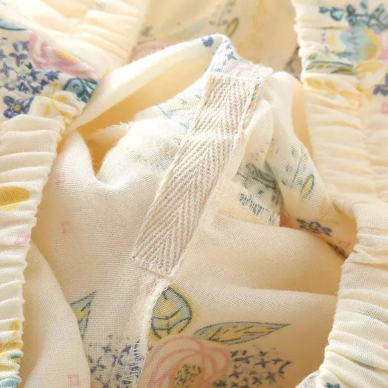 여성용 프린트 코튼 잠옷 세트, 긴팔 바지, 투피스 홈 잠옷 세트, 2023 일본 용수철 가을 신상, 100%