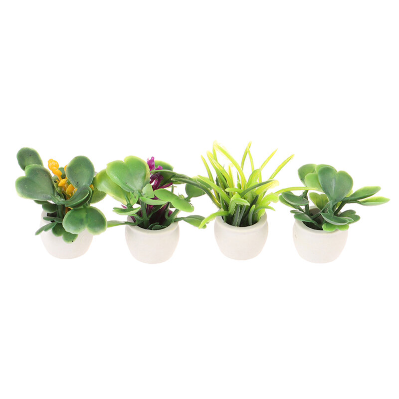 Mini vaso de plantas para casa de bonecas, móveis em miniatura, decoração, simulação de plantas em vasos, boneca, 1:12