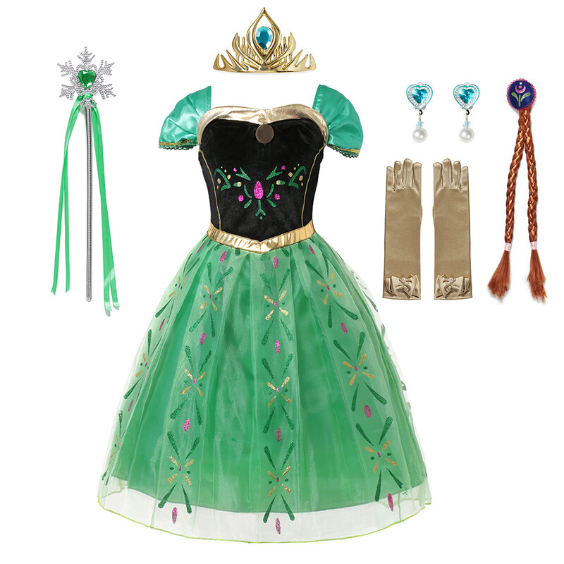 Disney Frozen Elsa Anna Costume For Kids Girl Fancy Birthday Party Gown Princess Dress Carnival Party Children Clothing 2023
