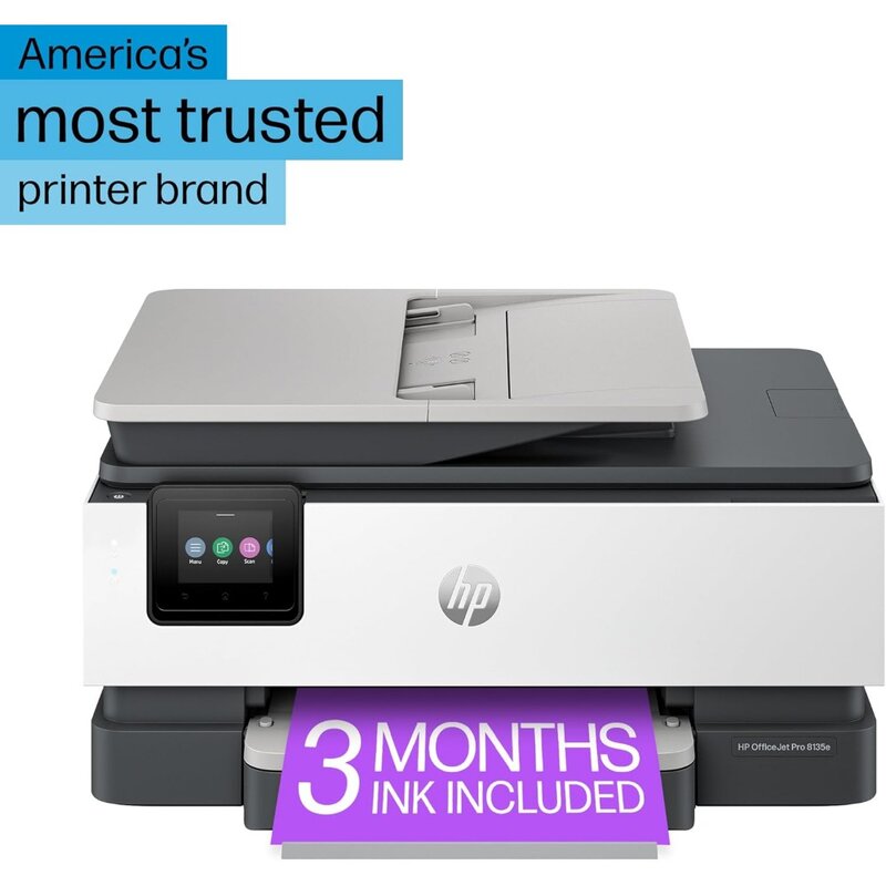 OfficeJet Pro 8135e Printer lengkap, warna, Printer untuk rumah, cetak, salin, pemindaian, Faks, tinta instan memenuhi syarat