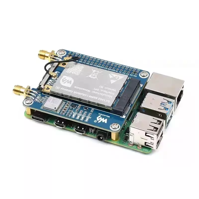 SX1302 868M/915M LoRaWAN Gateway HAT,For Raspberry Pi, Long Range Transmission, Large Capacity, Multi-Band Support