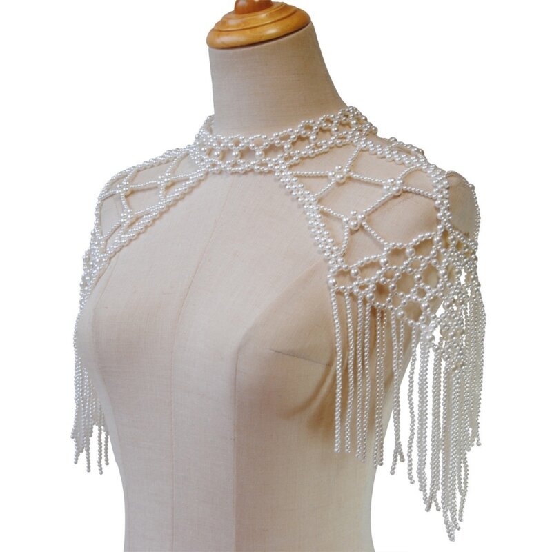 Perłowy szal Elegancki perłowy owinięty na ramię pashmina Dekoracyjny naszyjnik na ramię
