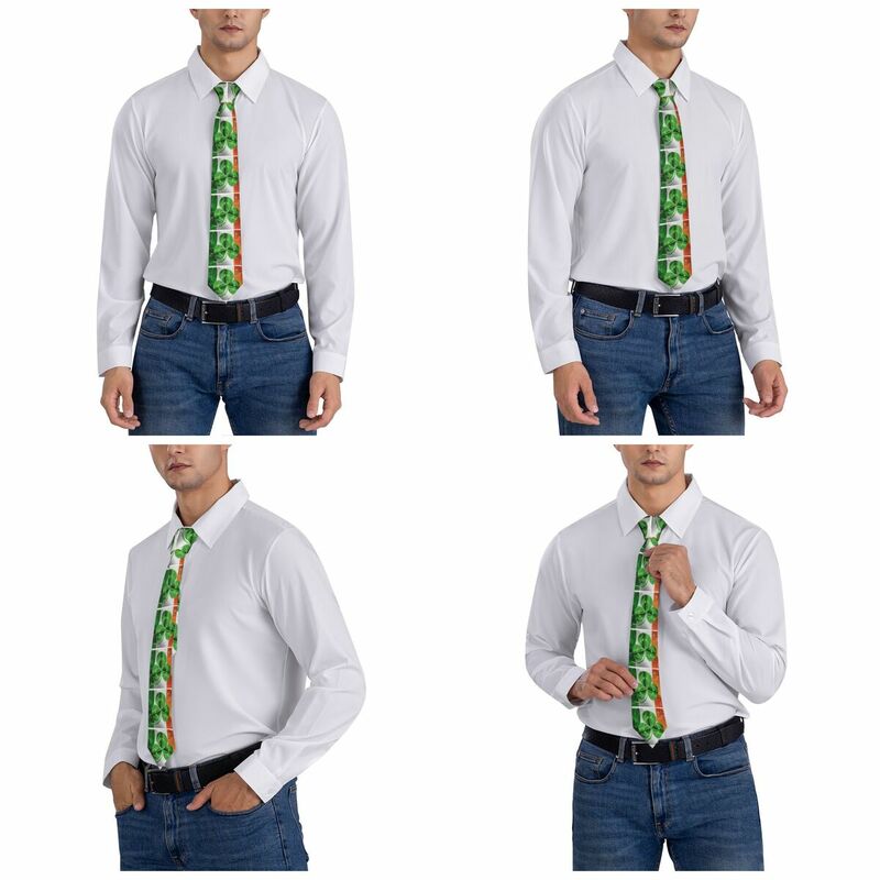 Classic Irish Shamrock Ireland Flag Neck Tie Men Custom Silk St Patricks Day Necktie for Business Gravatas