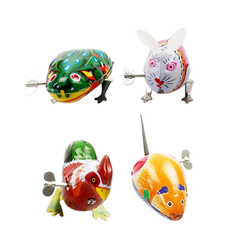 Retro Metal Wind Up Toy para crianças e adultos, modelo mecânico Clockwork Figure, estanho, sapo, frango, coelho, tanque, rato, Baby Gift, coleção