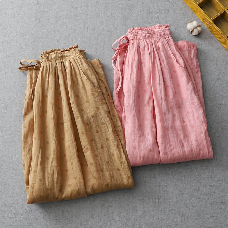 Pantaloni stampati per le donne pantaloni larghi larghi Vintage estate sottile stile coreano pantaloni elastici in vita pantaloni donna lanterna Harajuku