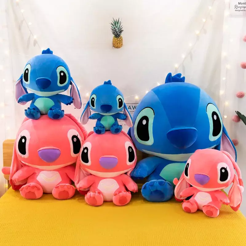 60cm Giant Disney Lilo & Stitch Couple Models Cartoon Stuffed Plush Anime Plushs Baby Toys Pendant Toy Kawaii Kids Birthday Gift