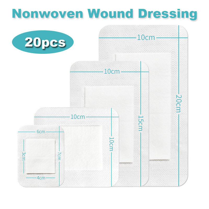 Vendaje estéril para heridas médicas, pegatinas adhesivas no tejidas transpirables, paquete Individual, 20 piezas