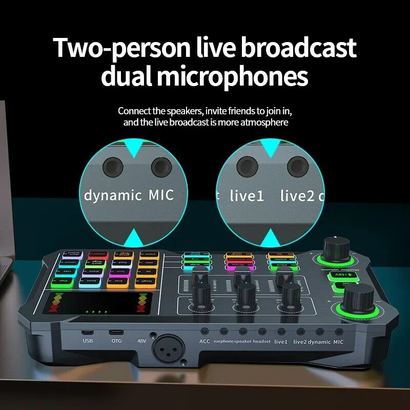 YINAIL Sound Card Live Streaming Device for Mobile Phones and Computers, Tiktiok Anchor Sound Card Set, Mixing Equipment Table