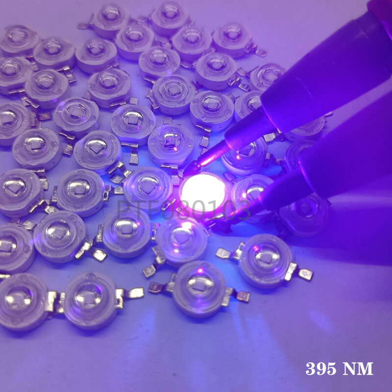 100PCS 3W LED High power LED UV Lamp Purple 395-400nm 700mA 3.4-3.6V 15-20LM 45mil