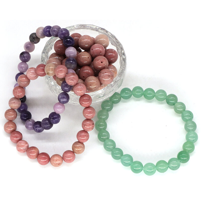 Cuentas sueltas de piedras redondas naturales para la fabricación de joyas, accesorios de collar de amatista de cuarzo de cristal curativo, pulsera DIY, 4mm, 6mm, 8mm, 10mm