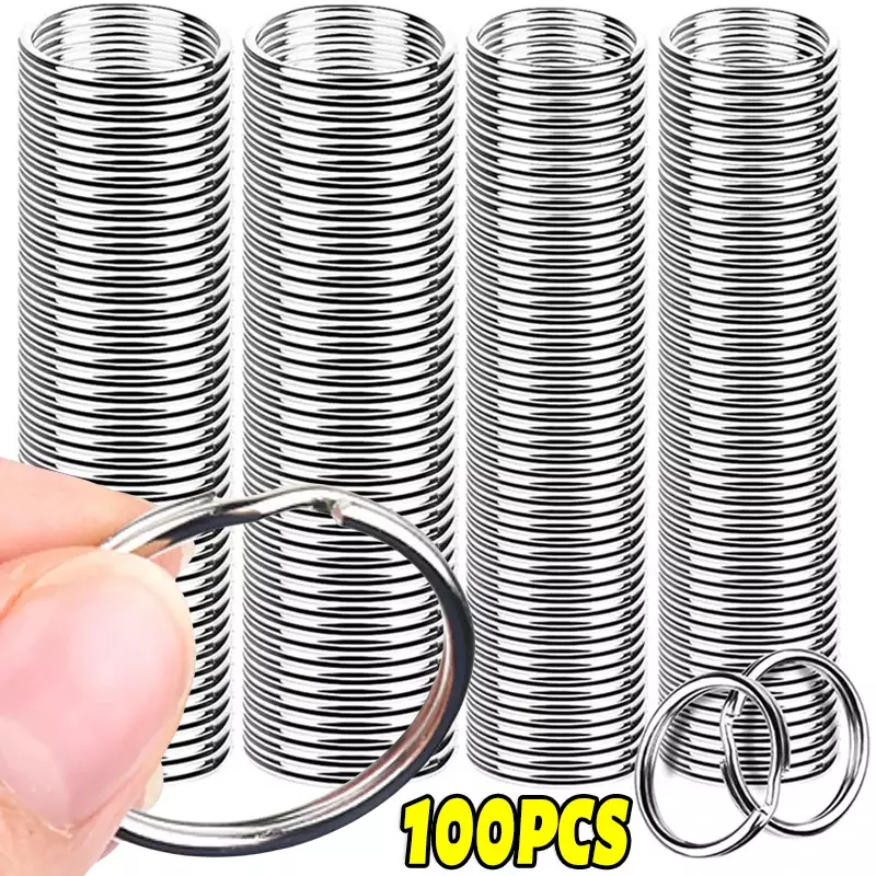 20/100pcs Stainless Steel Key Ring Key Chain 25mm Round Flat Round Split Keychain Polished Metal Blank Circle For DIY Findings