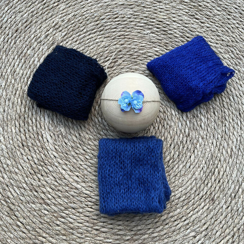 Don&Judy 3/4/5PCS/Set Newborn Photography Prop Soft Knit Mohair Wrap with Headwear Set for Photo Shoot Baby Infant Photo Studio