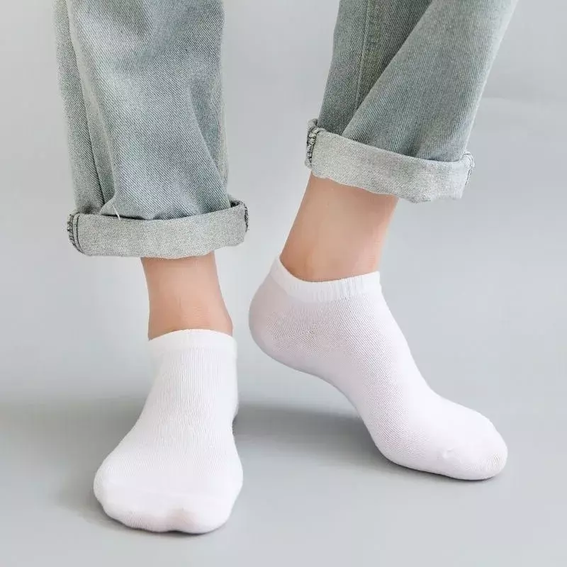 Calcetines tobilleros de algodón para hombre, medias deportivas transpirables, de alta calidad, Color sólido, negro, blanco y gris, para primavera y verano