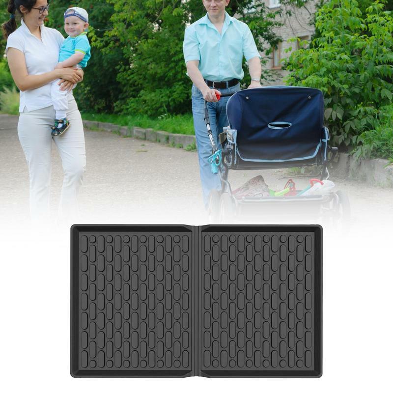 Weather Mats TPE Silicone Mat For 2 Seater Stroller Folding Protective Floor Mat Stroller Cart Mat To Protect Stroller From Dirt